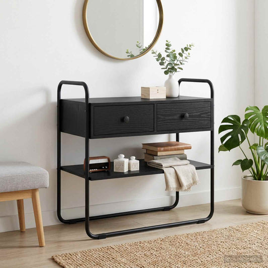 vidaXL Console Table Black Oak 80 x 40 x 75 cm Engineered Wood