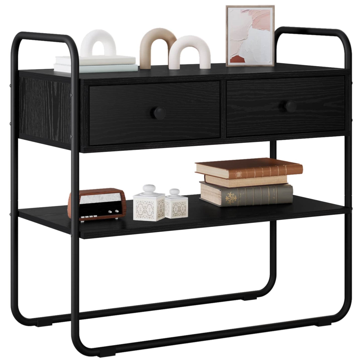 vidaXL Console Table Black Oak 100 x 40 x 75 cm Engineered Wood