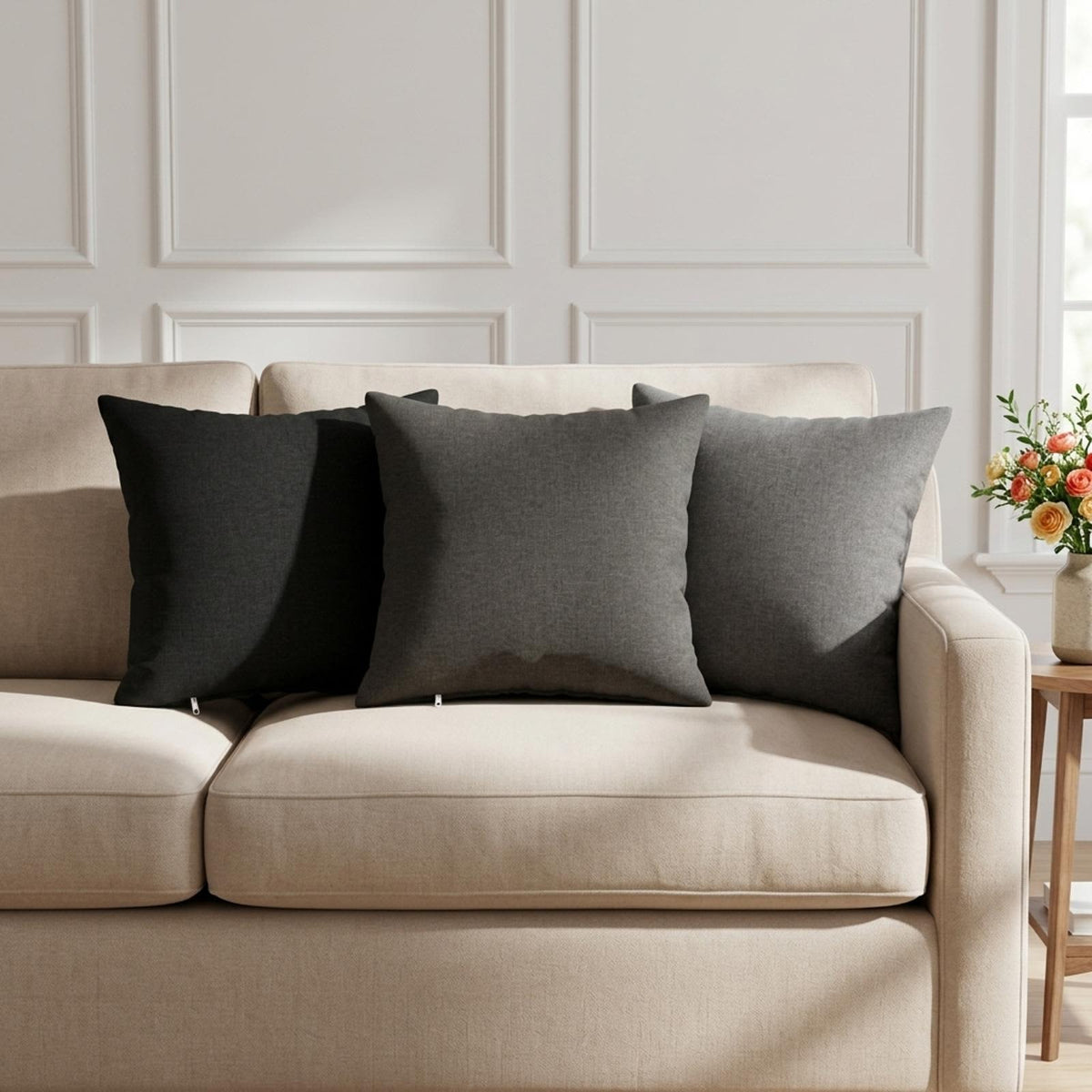 vidaXL Cushion with Pillow HEERLEN 2 pcs Dark Grey Fabric