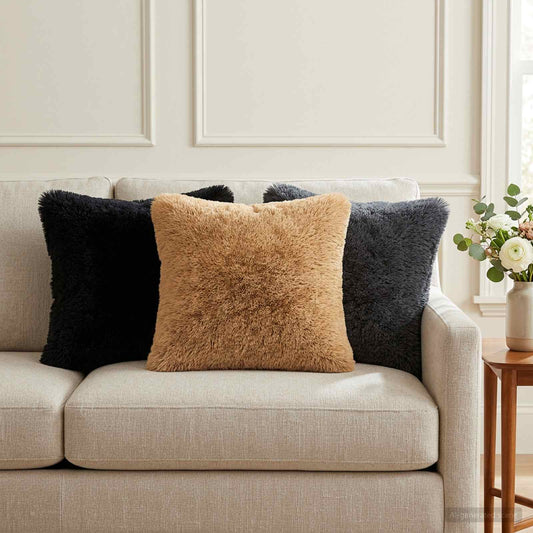 vidaXL Cushion with Pillow HEERLEN 2 pcs Black PV Fleece