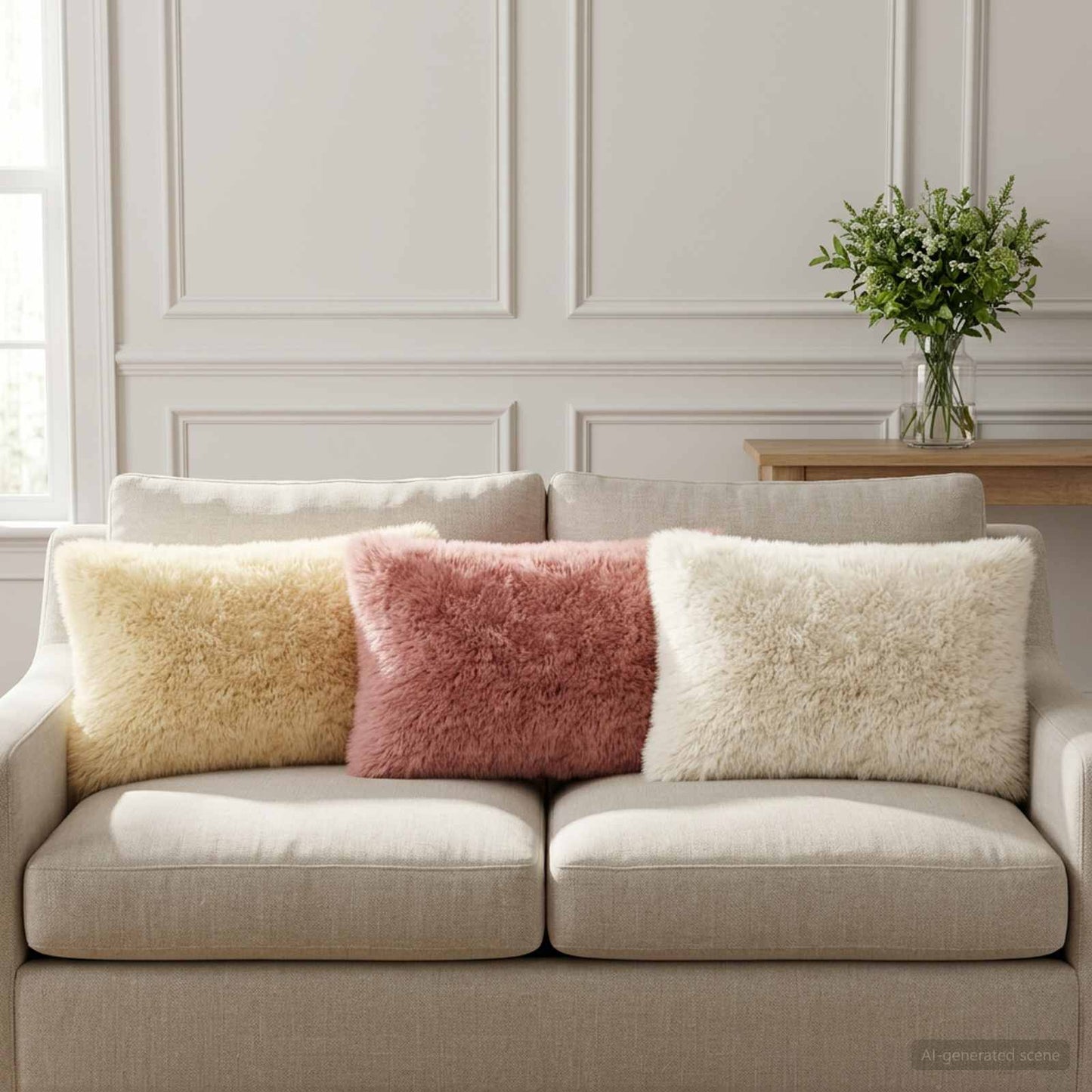 vidaXL Cushion with Pillow HEERLEN 2 pcs White PV Fleece