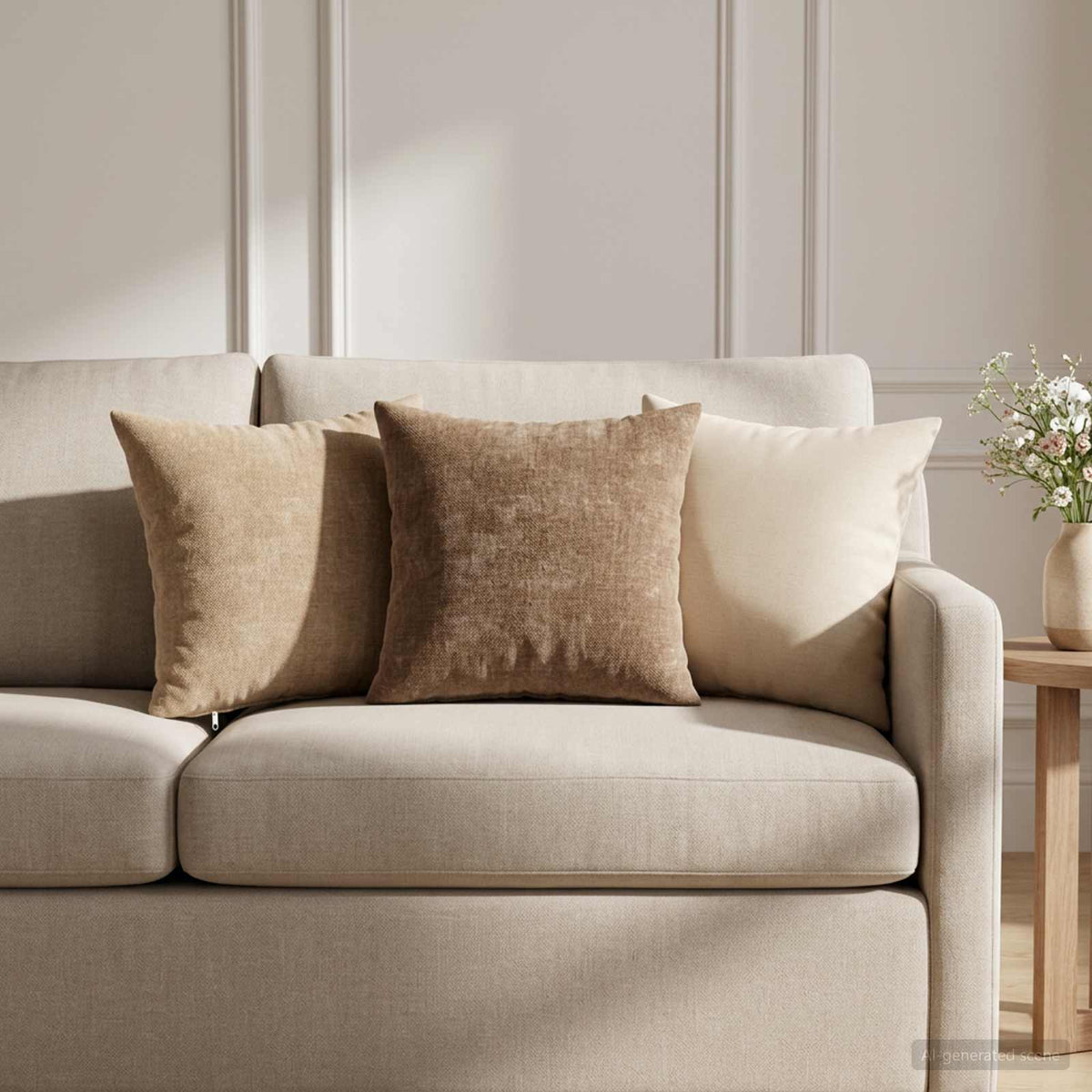 vidaXL Throw Pillow 2 pcs HEERLEN Cream 40 x 40 cm Chenille Fabric