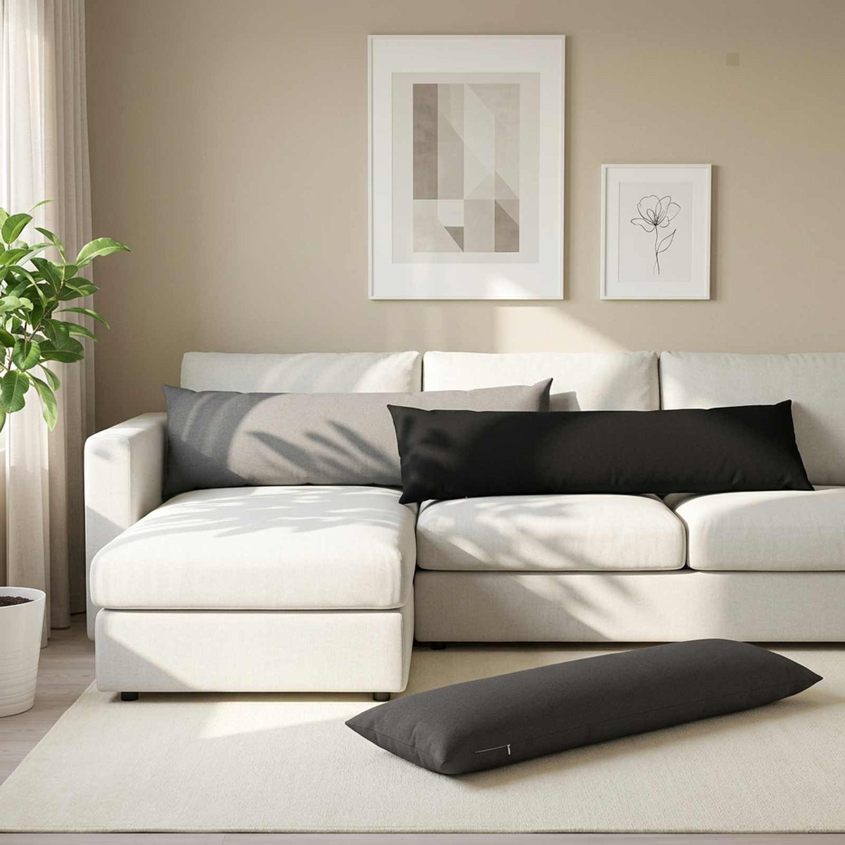 vidaXL Throw Pillow HEERLEN Dark Grey 40 x 145 cm Fabric