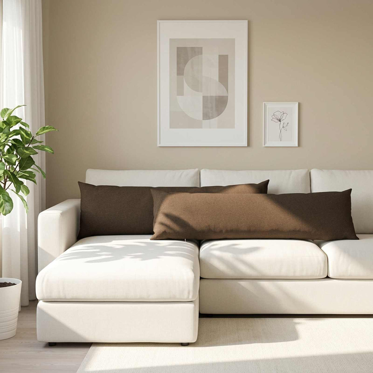 vidaXL Throw Pillow 2 pcs HEERLEN Brown 40 x 145 cm Fabric