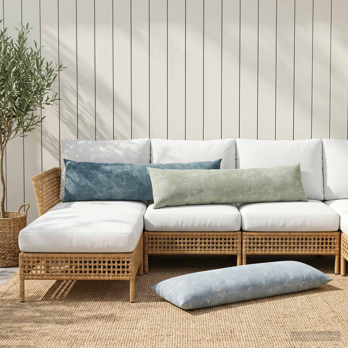 vidaXL Throw Pillow HEERLEN Blue 40 x 145 cm Chenille Fabric