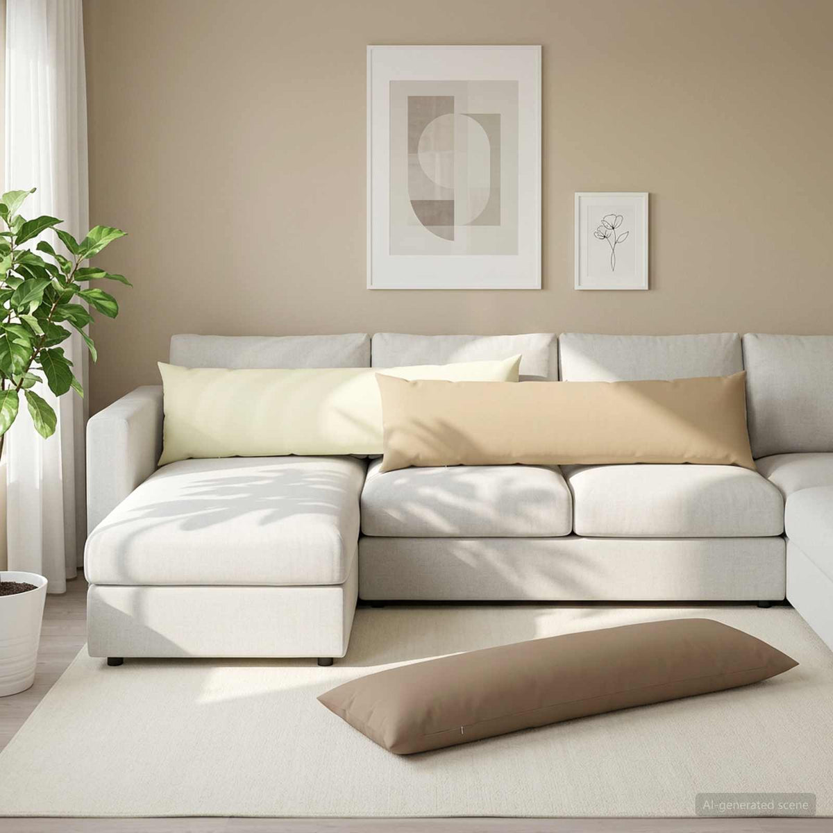vidaXL Cushion with Pillow HEERLEN 2 pcs Cream Polyester