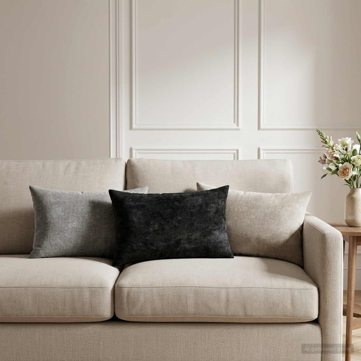 vidaXL Cushion with Pillow HEERLEN 6 pcs Light Grey Chenille Fabric