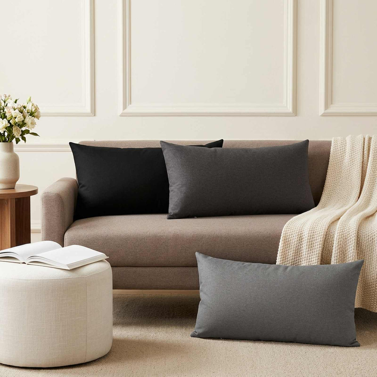 vidaXL Throw Pillow 2 pcs HEERLEN Dark Grey 40 x 80 cm Fabric