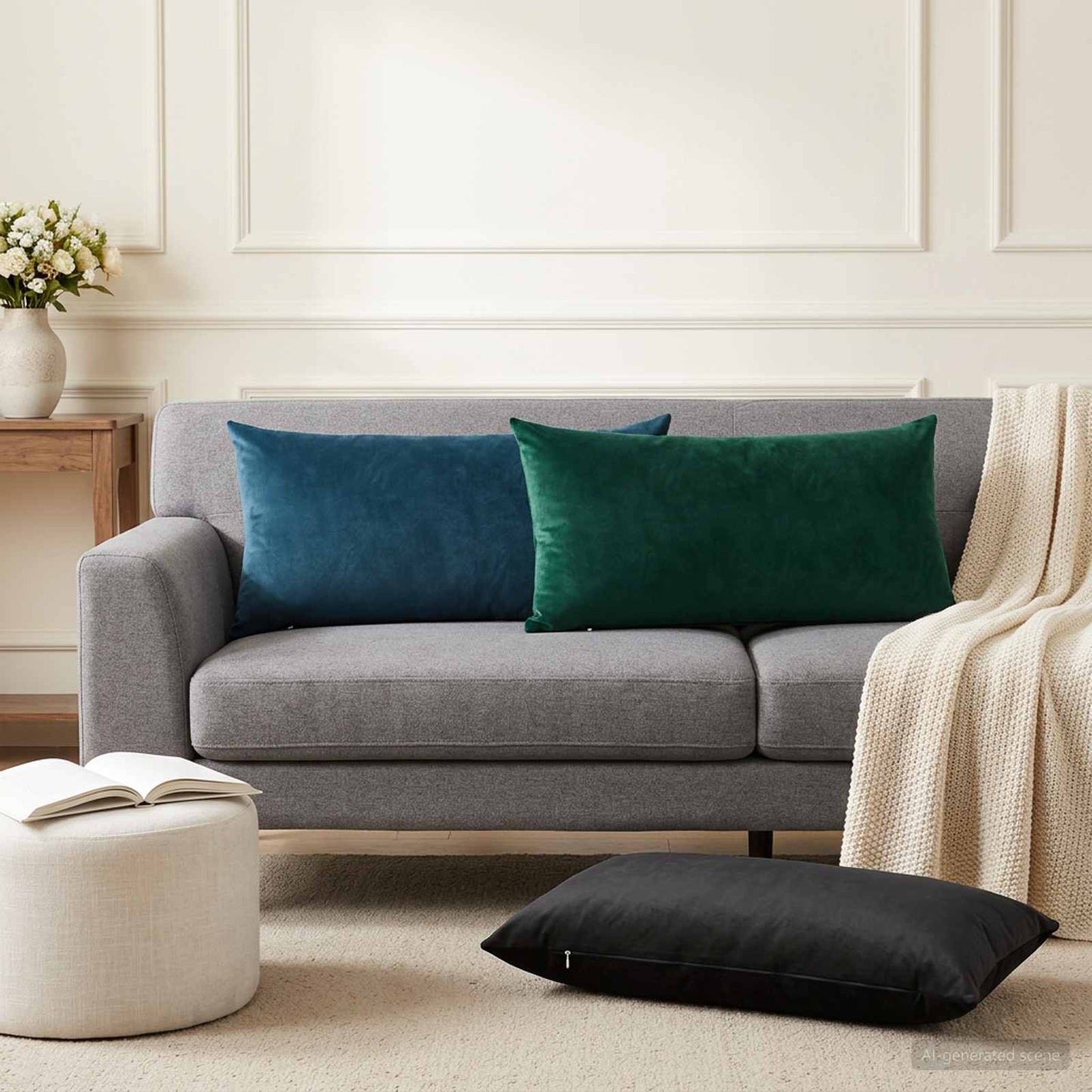 vidaXL Cushion with Pillow HEERLEN 2 pcs Dark Green Velvet