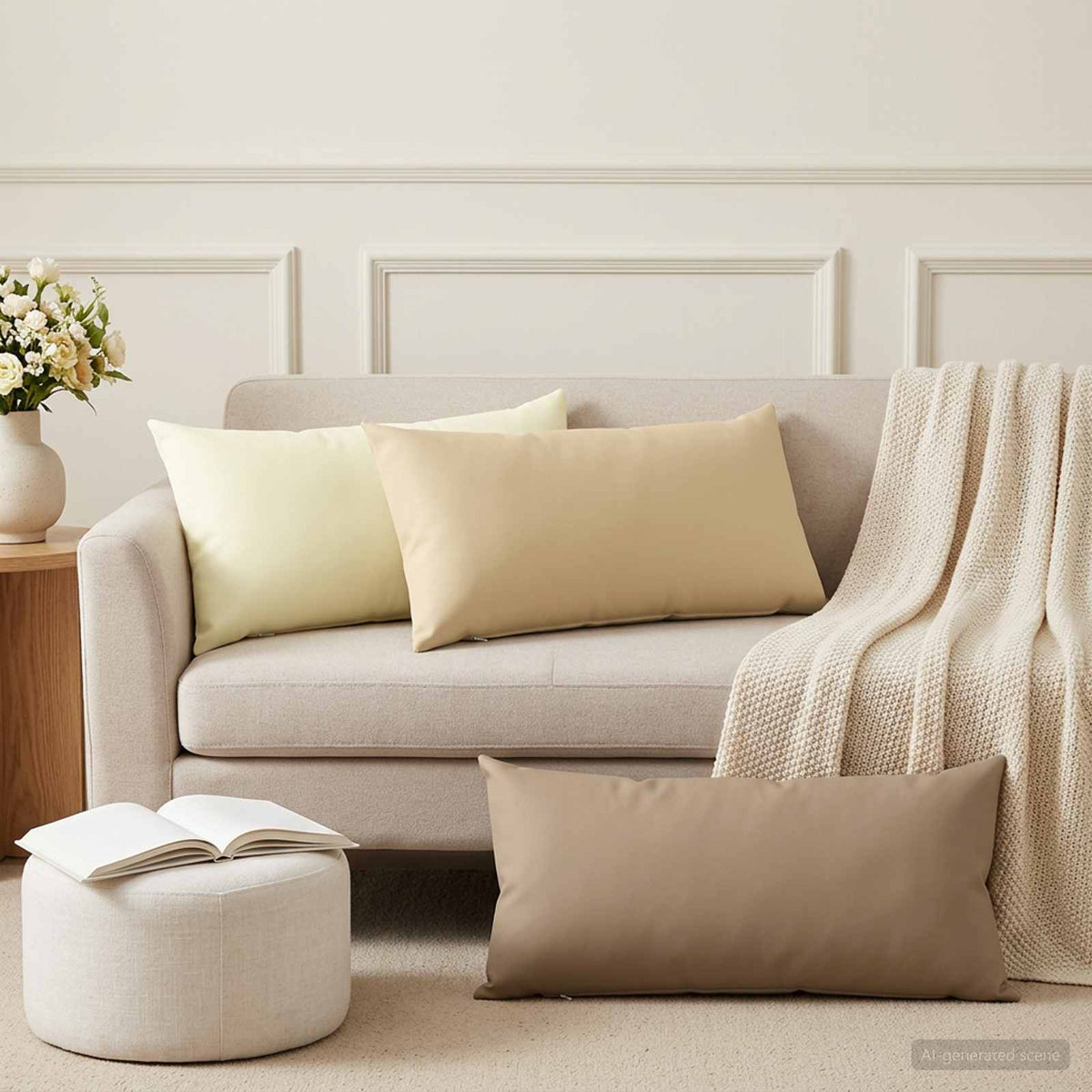 vidaXL Cushion with Pillow HEERLEN 2 pcs Taupe Polyester