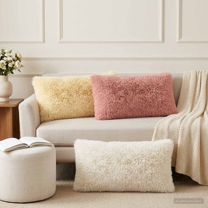 vidaXL Cushion with Pillow HEERLEN 12 pcs White PV Fleece