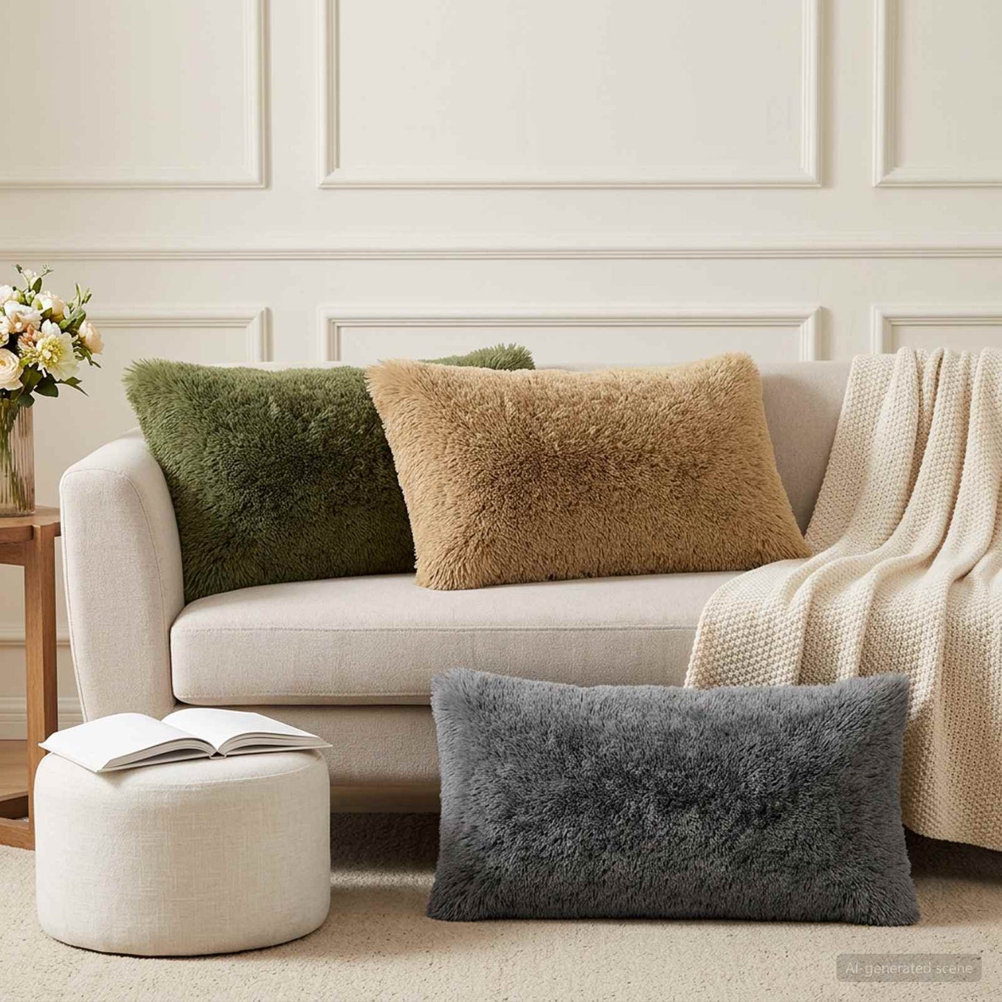 vidaXL Cushion with Pillow HEERLEN 12 pcs Green PV Fleece