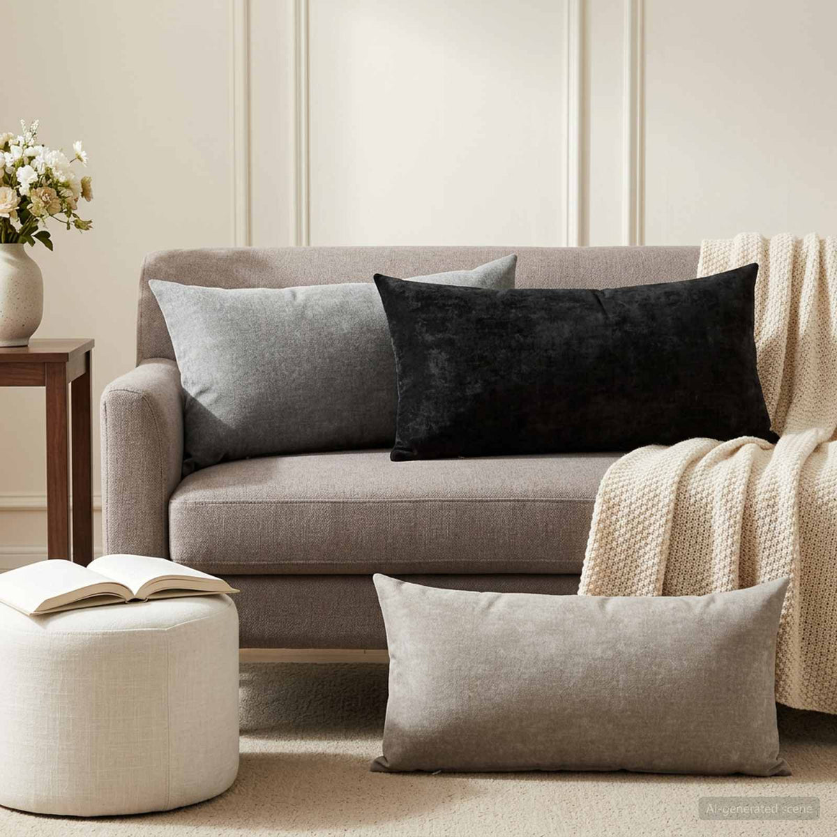 vidaXL Throw Pillow 6 pcs HEERLEN Dark Grey 40 x 80 cm Chenille Fabric
