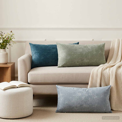 vidaXL Cushion with Pillow HEERLEN 12 pcs Light Blue Chenille Fabric