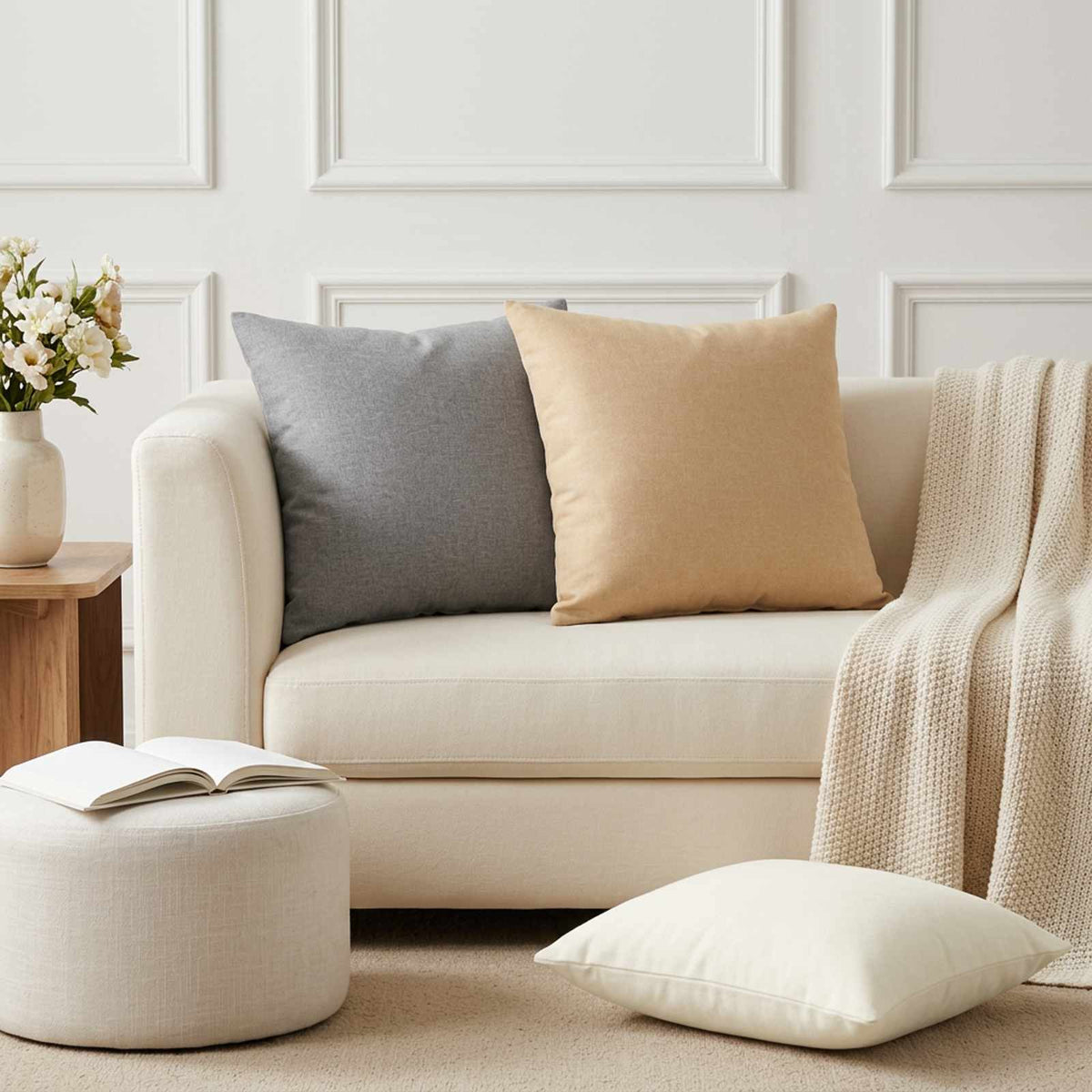 vidaXL Throw Pillow 2 pcs HEERLEN Cloud Grey 45 x 45 cm Fabric
