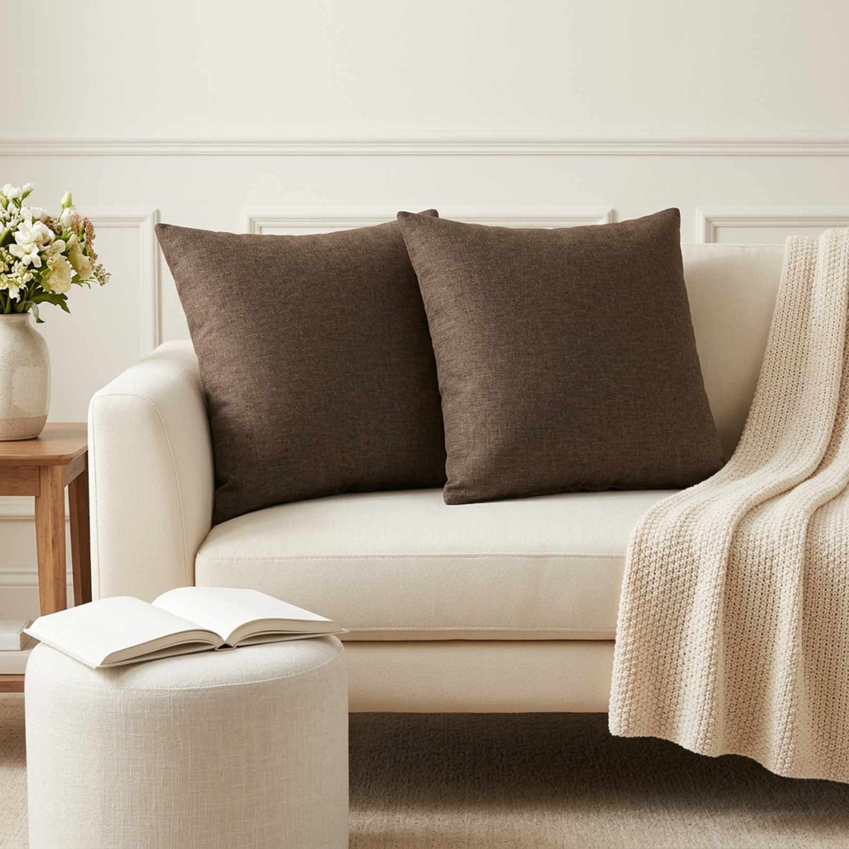 vidaXL Cushion with Pillow HEERLEN 2 pcs Brown Fabric