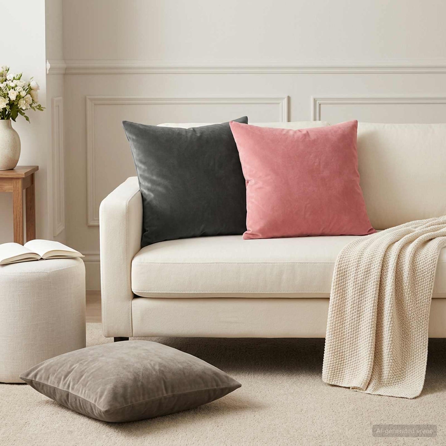 vidaXL Cushion with Pillow HEERLEN 12 pcs Pink Velvet