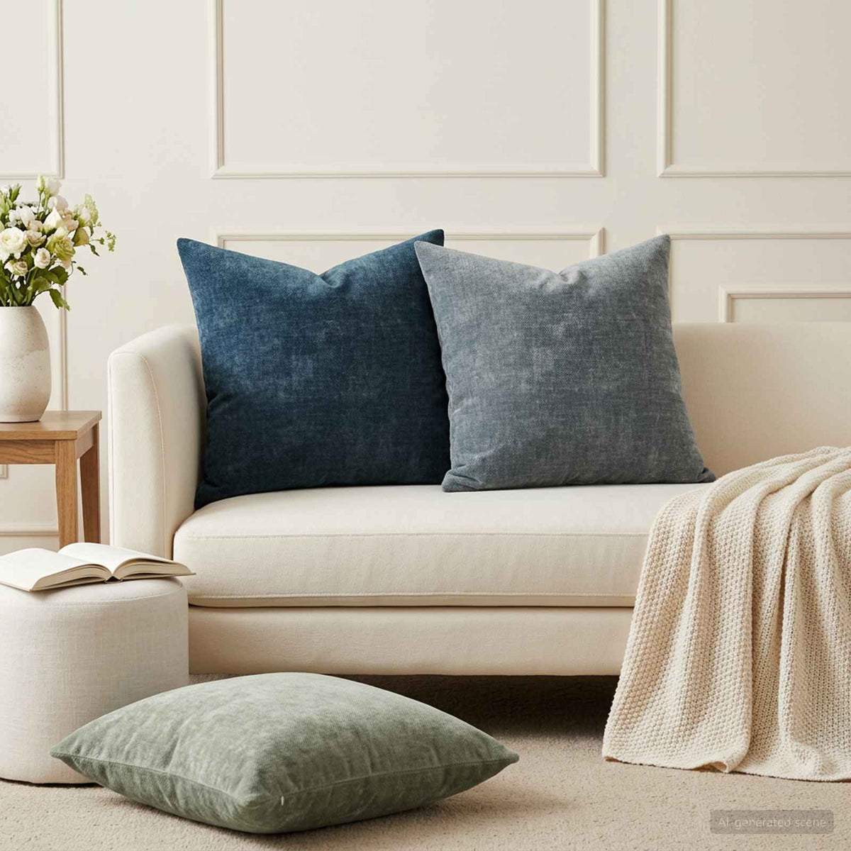 vidaXL Throw Pillow 6 pcs HEERLEN Green 45 x 45 cm Chenille Fabric