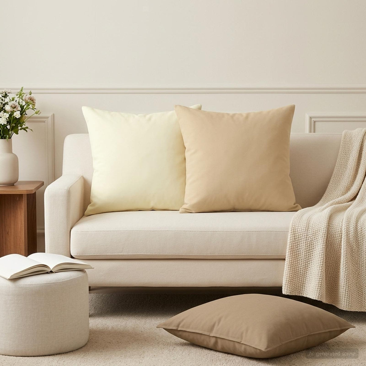 vidaXL Cushion with Pillow HEERLEN 2 pcs Cream Polyester