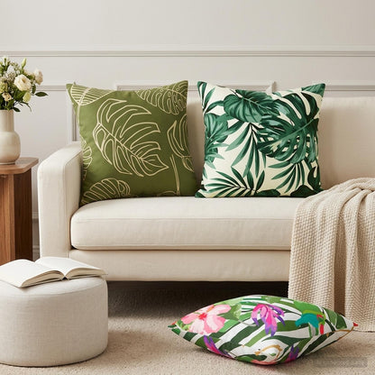 vidaXL Cushion with Pillow HEERLEN 12 pcs Leaf Design Polyester