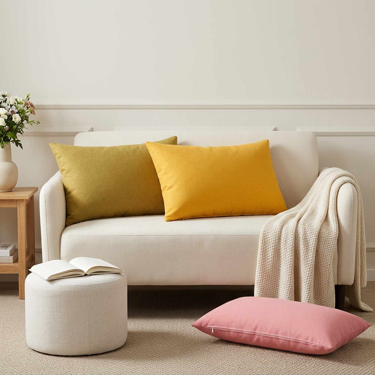vidaXL Throw Pillow 2 pcs HEERLEN Light Yellow 50 x 80 cm Fabric