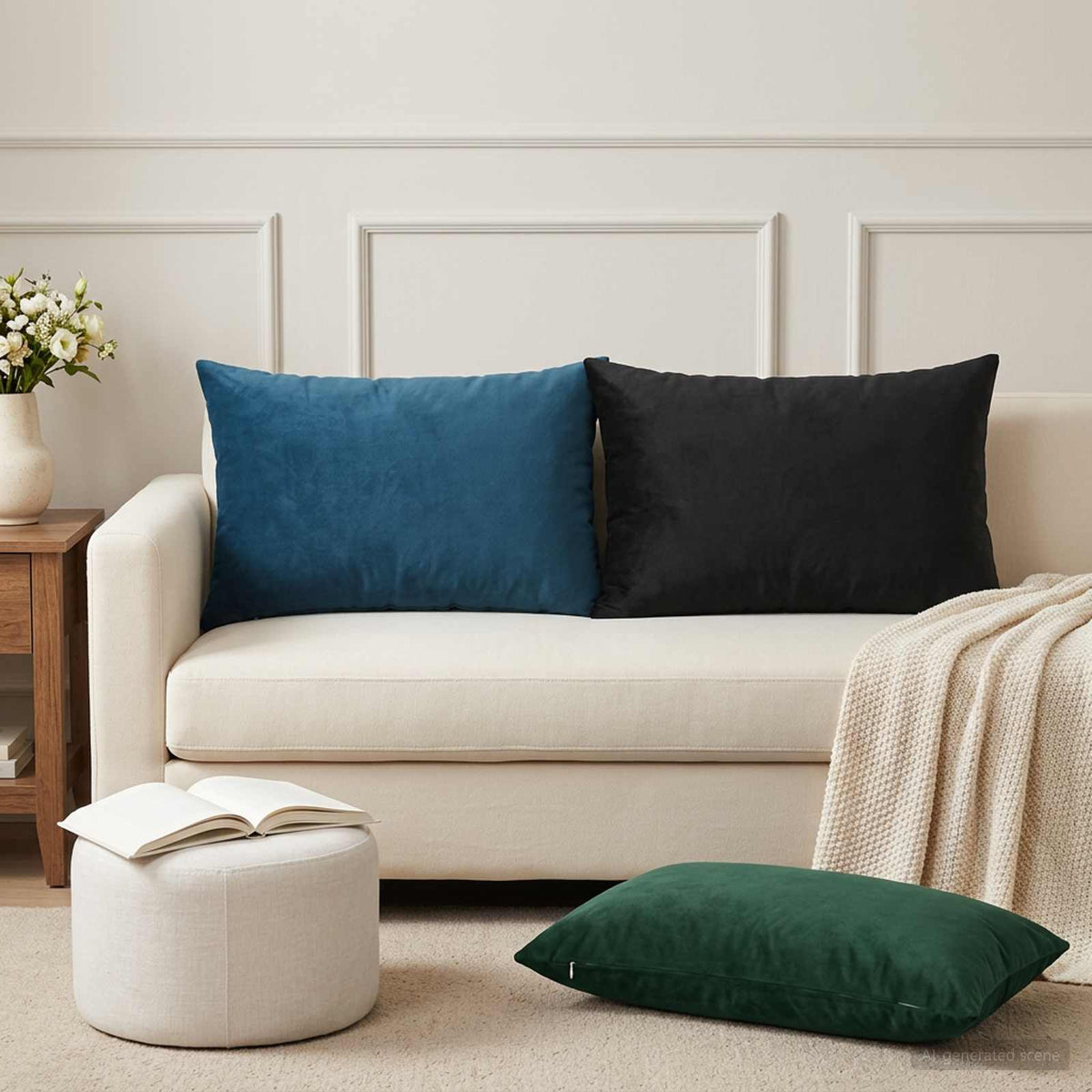 vidaXL Cushion with Pillow HEERLEN 2 pcs Blue Velvet