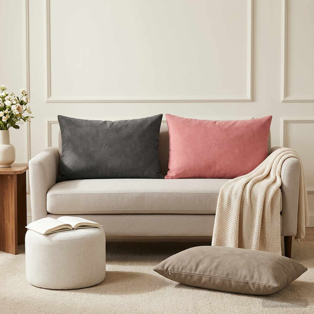 vidaXL Cushion with Pillow HEERLEN 2 pcs Pink Velvet