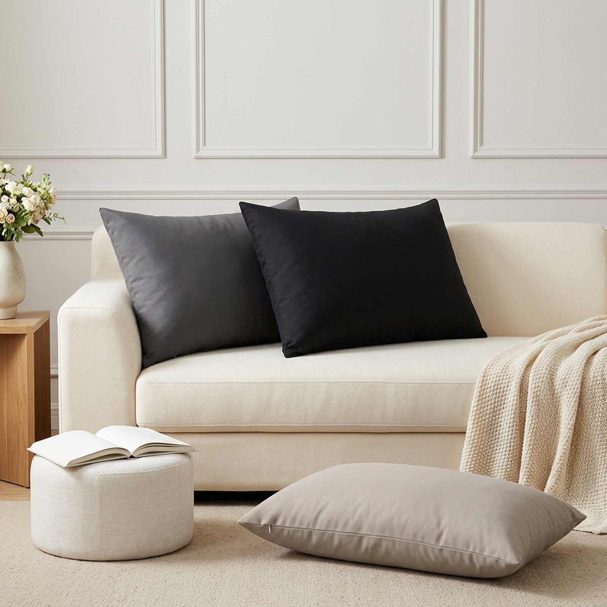 vidaXL Cushion with Pillow HEERLEN 2 pcs Anthracite Polyester