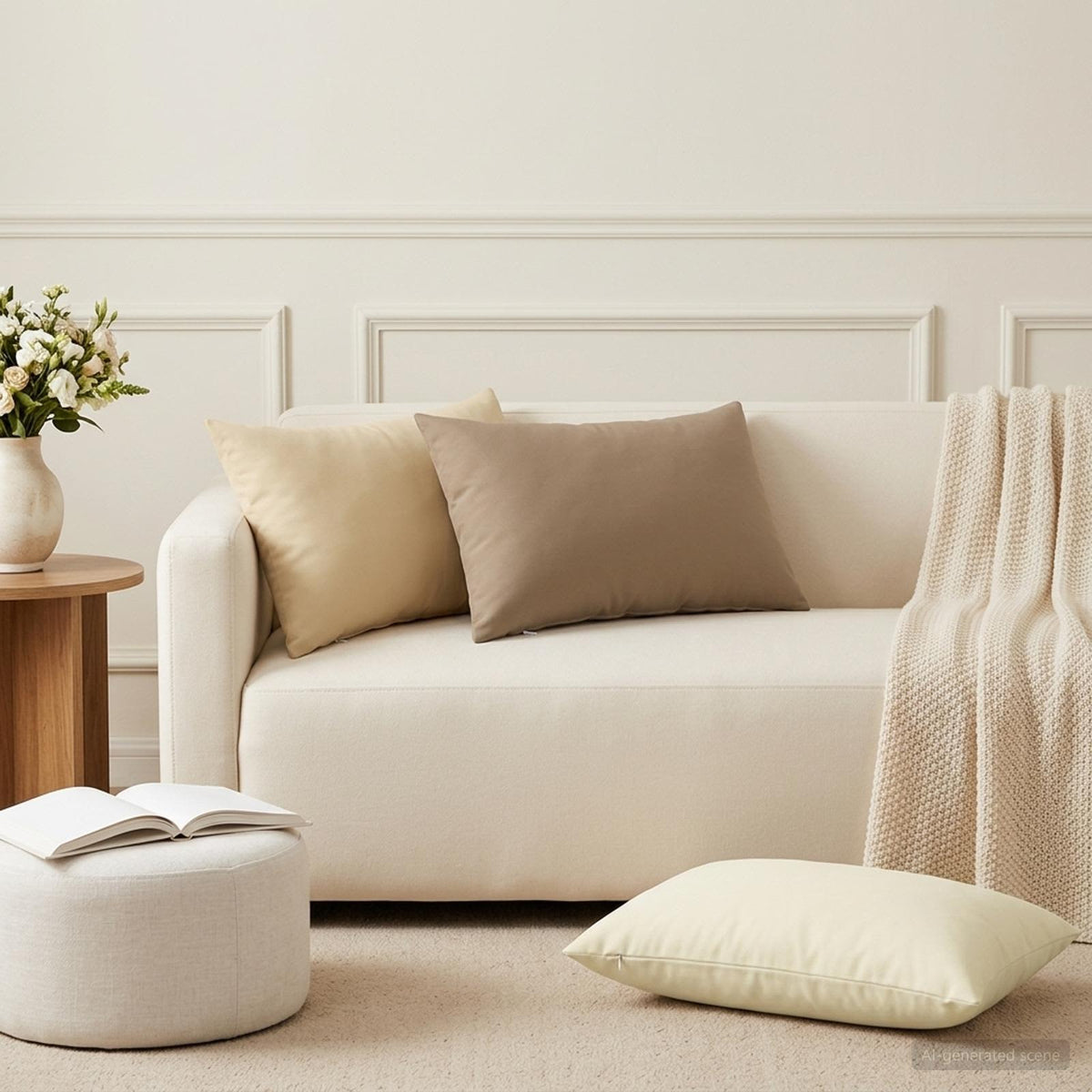 vidaXL Cushion with Pillow HEERLEN 2 pcs Cream Polyester