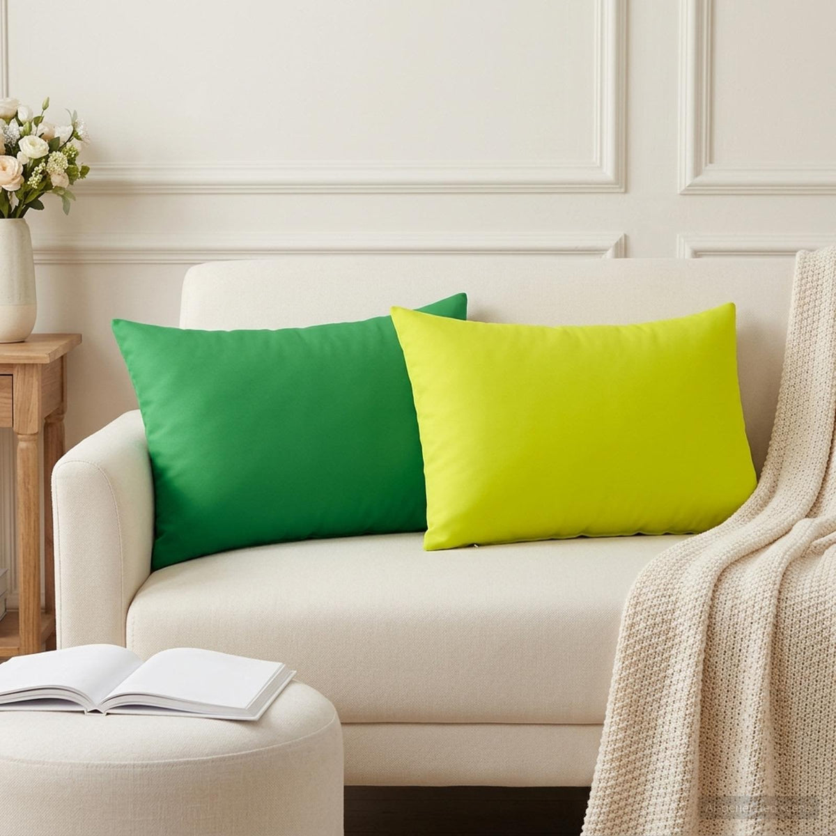 vidaXL Cushion with Pillow HEERLEN 2 pcs Green Polyester