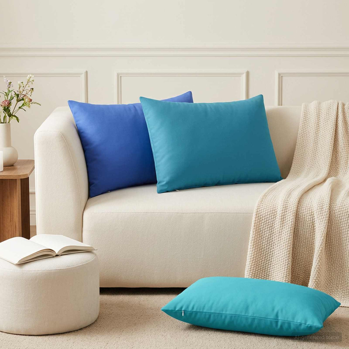 vidaXL Cushion with Pillow HEERLEN 2 pcs Light Blue Polyester