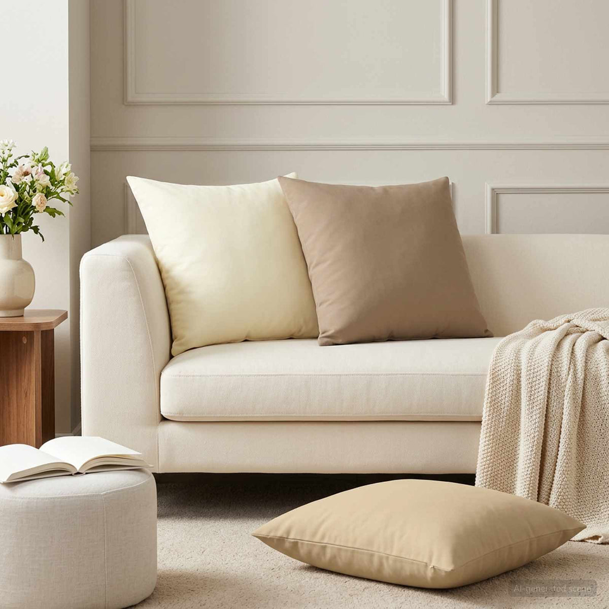 vidaXL Cushion with Pillow HEERLEN 2 pcs Taupe Polyester