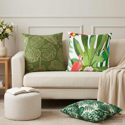 vidaXL Cushion with Pillow HEERLEN 2 pcs Leaf Pattern Polyester