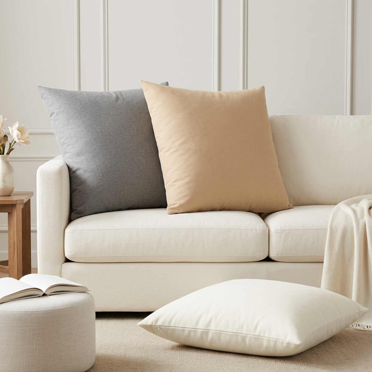 vidaXL Cushion with Pillow HEERLEN 2 pcs Cream Fabric