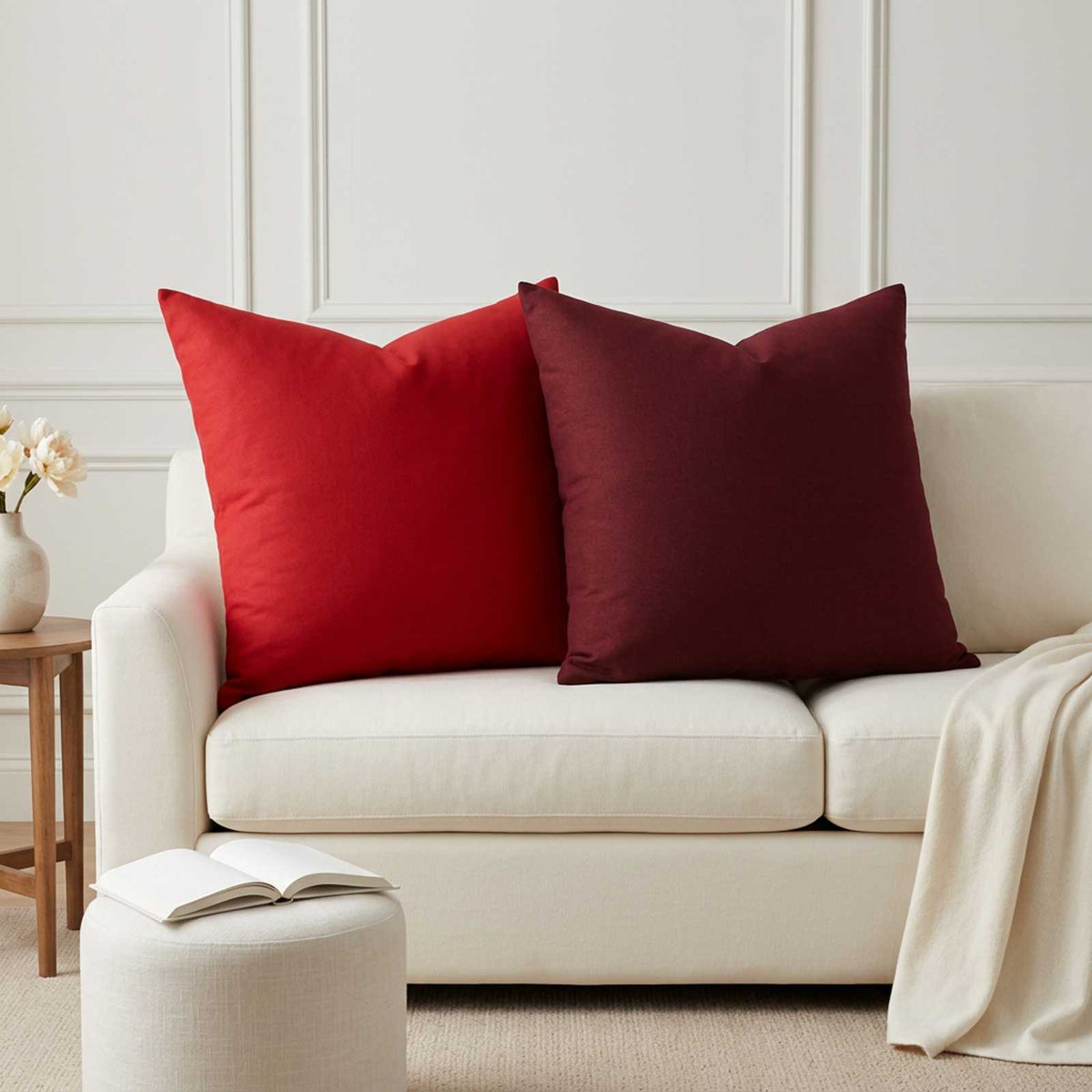 vidaXL Throw Pillow 2 pcs HEERLEN Wine Red 80 x 80 cm Fabric