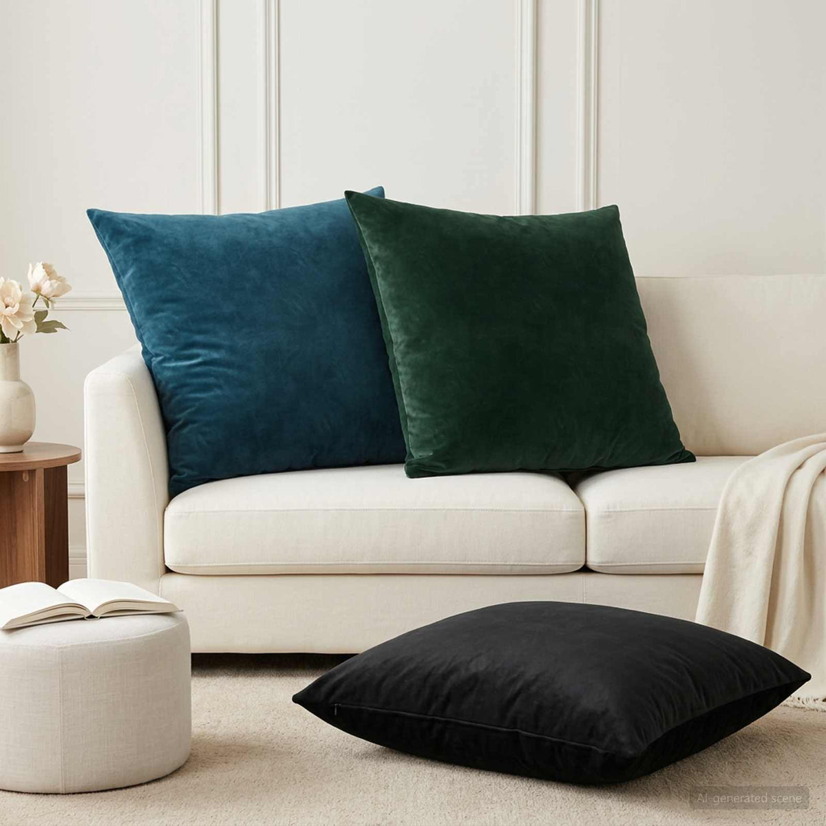 vidaXL Cushion with Pillow HEERLEN 2 pcs Blue Velvet
