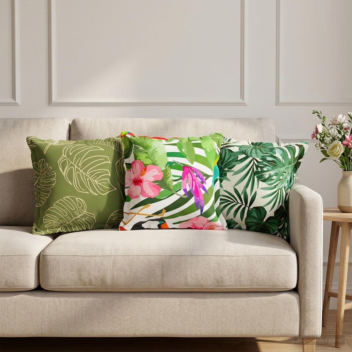vidaXL Cushion Leaf with Pillow HOUTEN 2 pcs Leaf Design Polyester