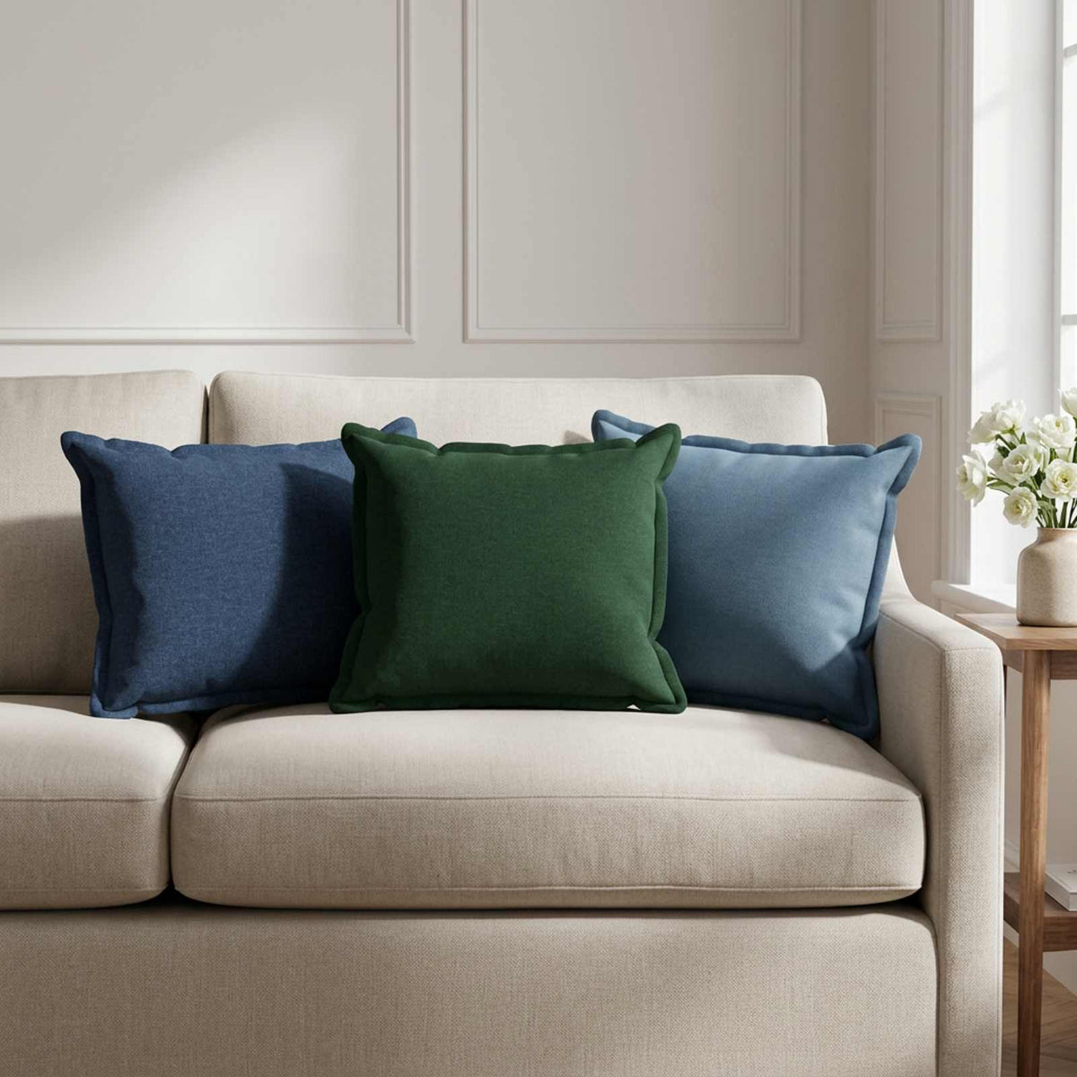 vidaXL Throw Pillow 2 pcs HOUTEN Jeans Blue 30 x 50 cm Faux Linen