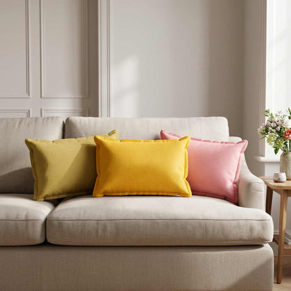 vidaXL Throw Pillow 2 pcs HOUTEN Light Yellow 30 x 50 cm Faux Linen