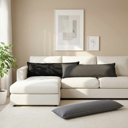 vidaXL Throw Pillow HOUTEN Black 40 x 145 cm Faux Linen