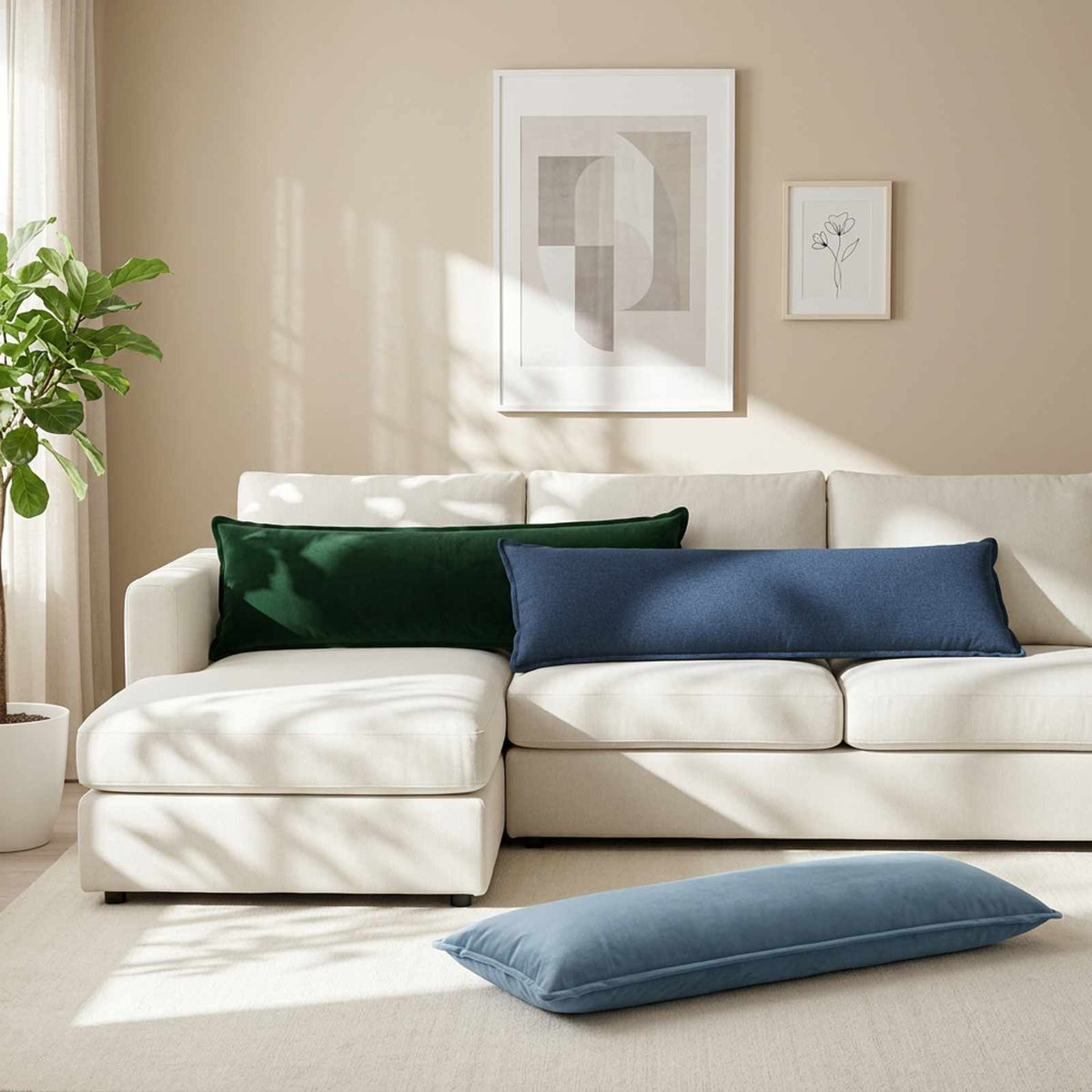 vidaXL Throw Pillow HOUTEN Jeans Blue 40 x 145 cm Faux Linen