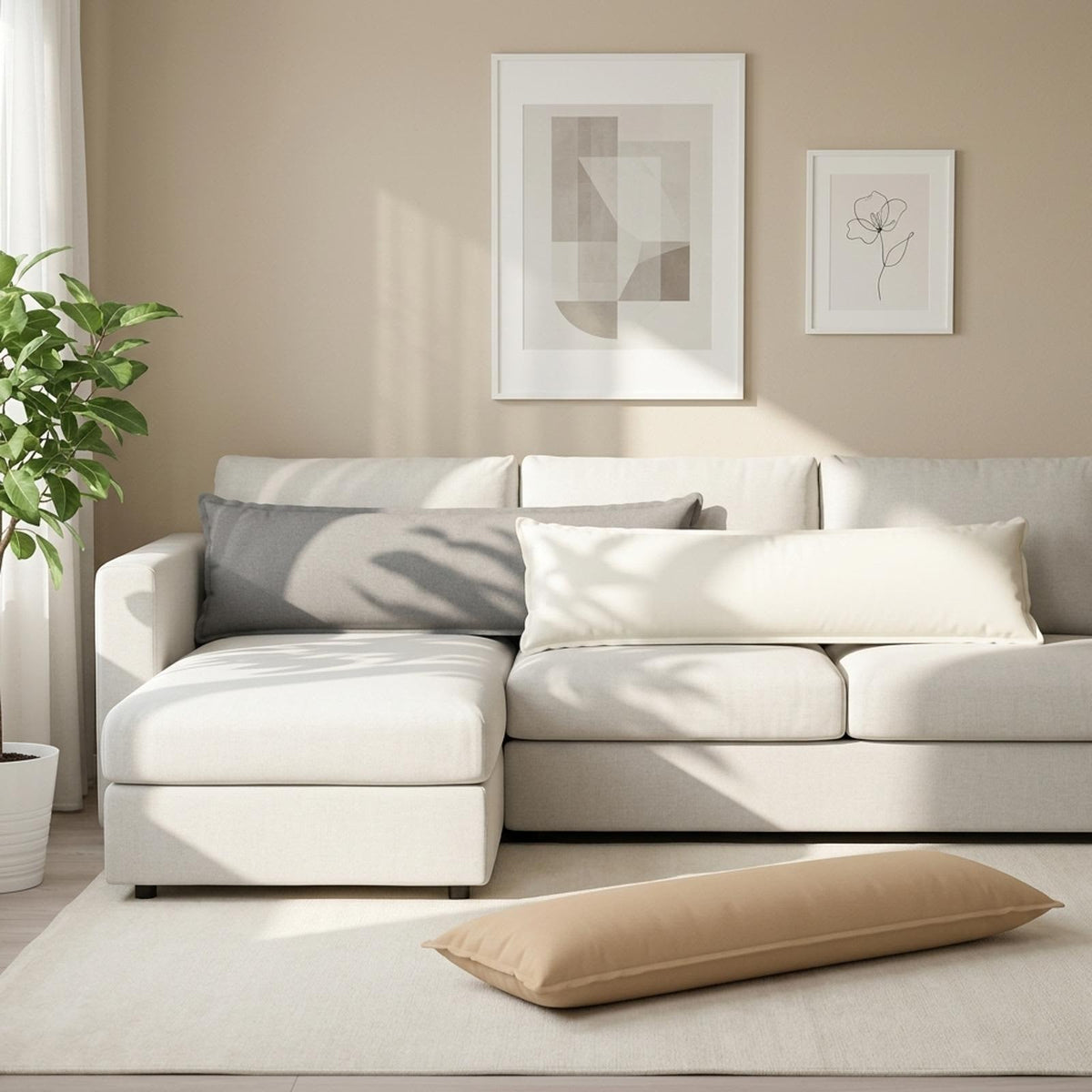 vidaXL Throw Pillow 2 pcs HOUTEN White 40 x 145 cm Faux Linen