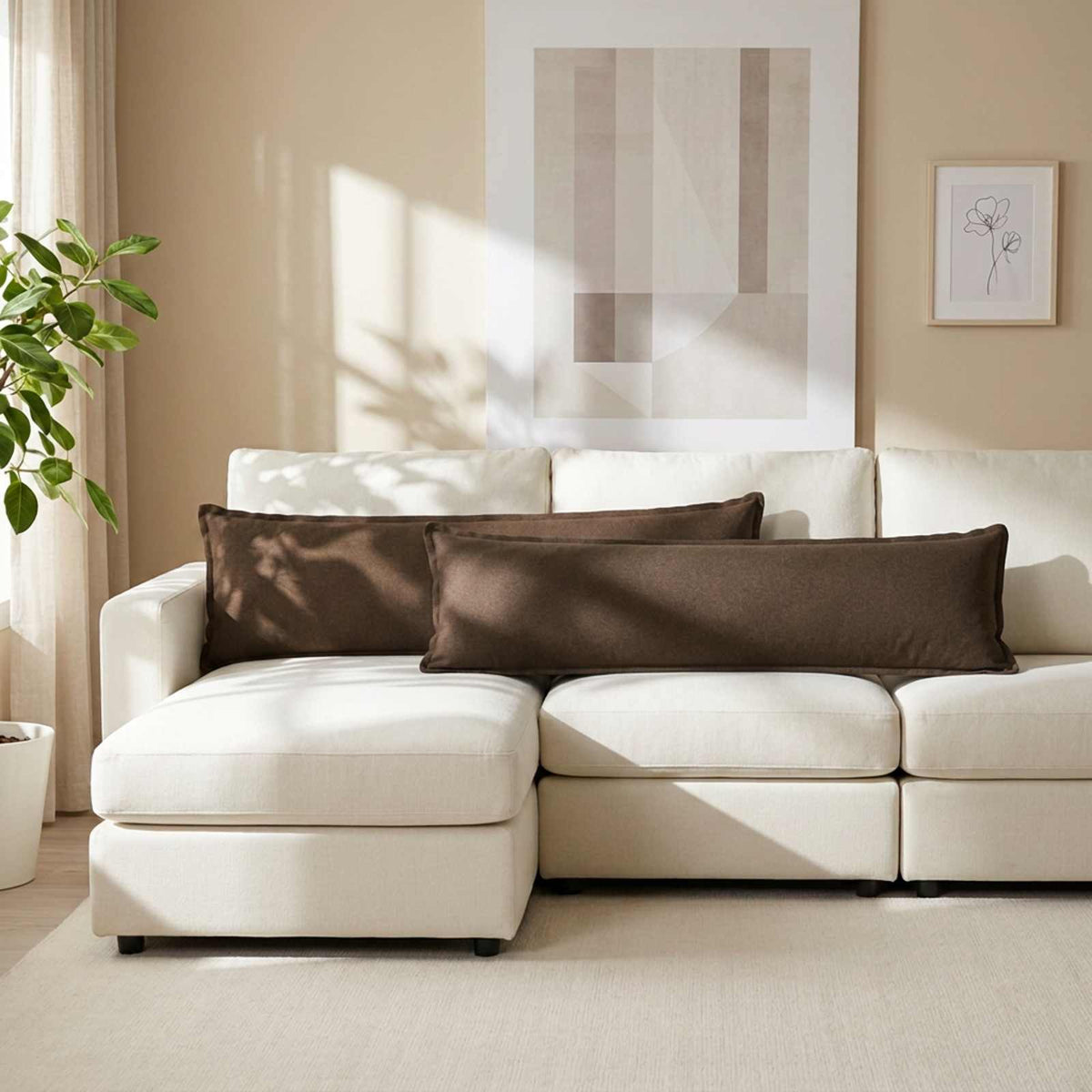 vidaXL Throw Pillow HOUTEN Taupe 40 x 145 cm Faux Linen