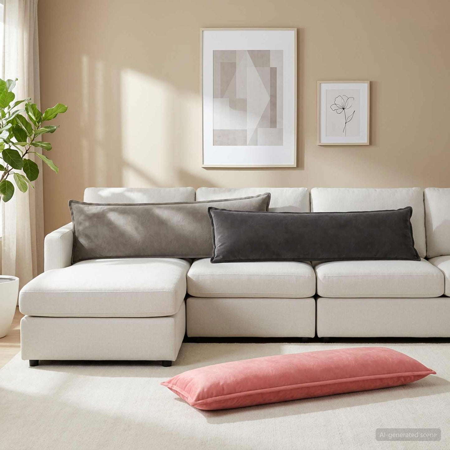 vidaXL Cushion with Pillow HOUTEN Dark Grey 40 x 145 cm Velvet