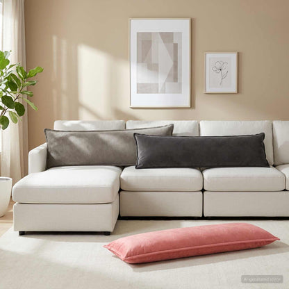 vidaXL Cushion with Pillow HOUTEN Light Grey 40 x 145 cm Velvet