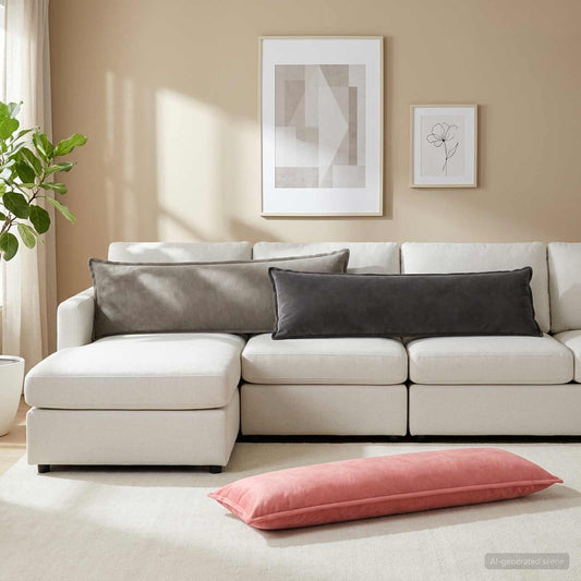 vidaXL Cushion with Pillow HOUTEN Light Grey 40 x 145 cm Velvet