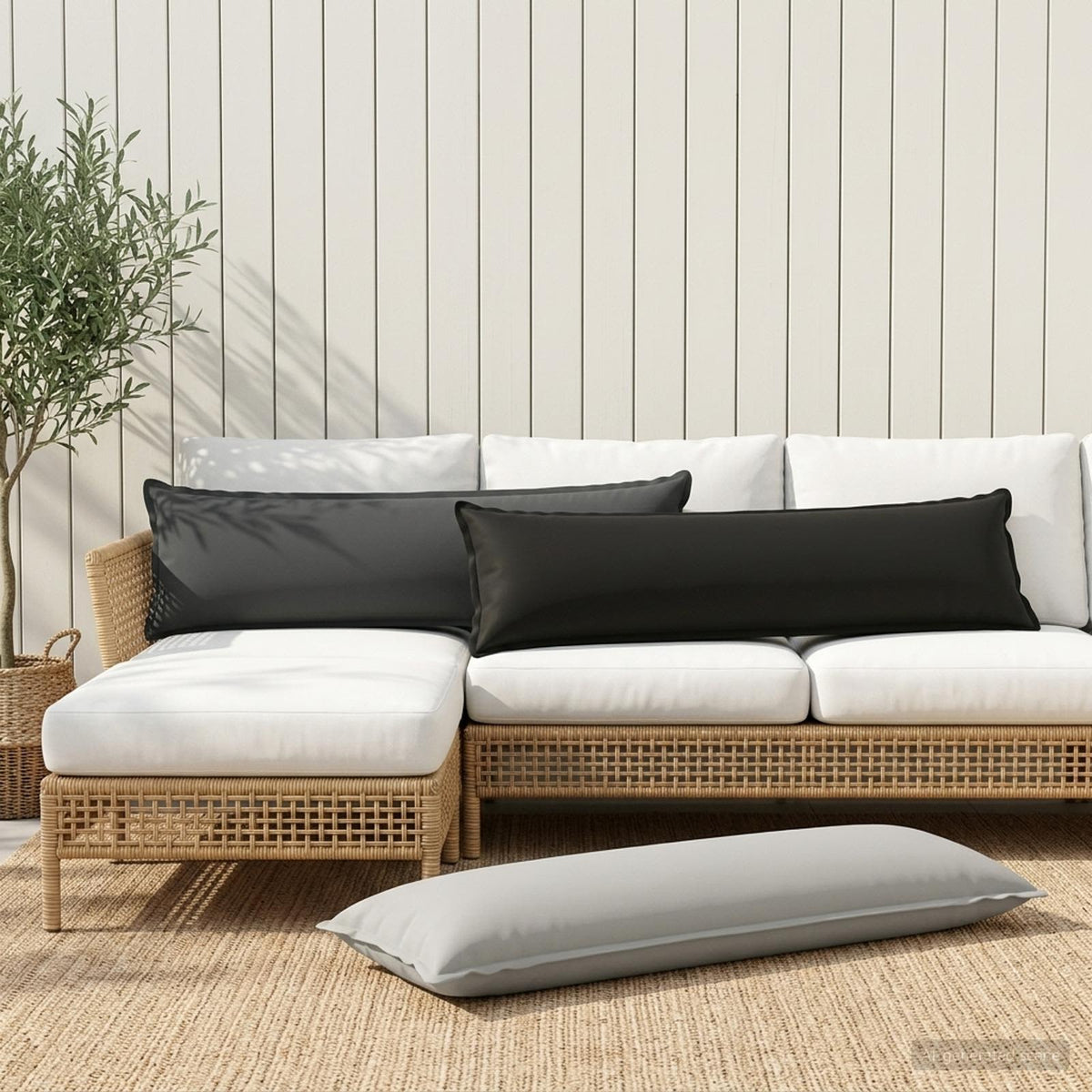 vidaXL Cushion with Pillow HOUTEN Grey 40 x 145 cm Polyester