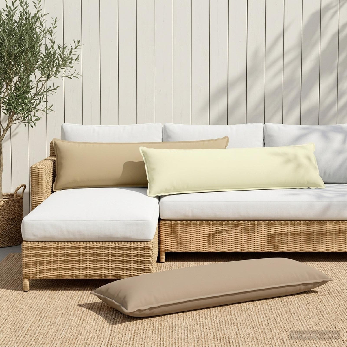 vidaXL Cushion with Pillow HOUTEN Taupe 40 x 145 cm Polyester