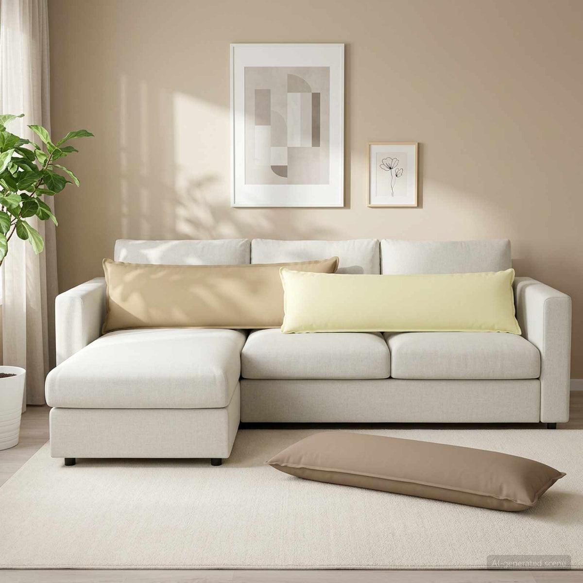 vidaXL Cushion with Pillow HOUTEN Taupe 40 x 145 cm Polyester