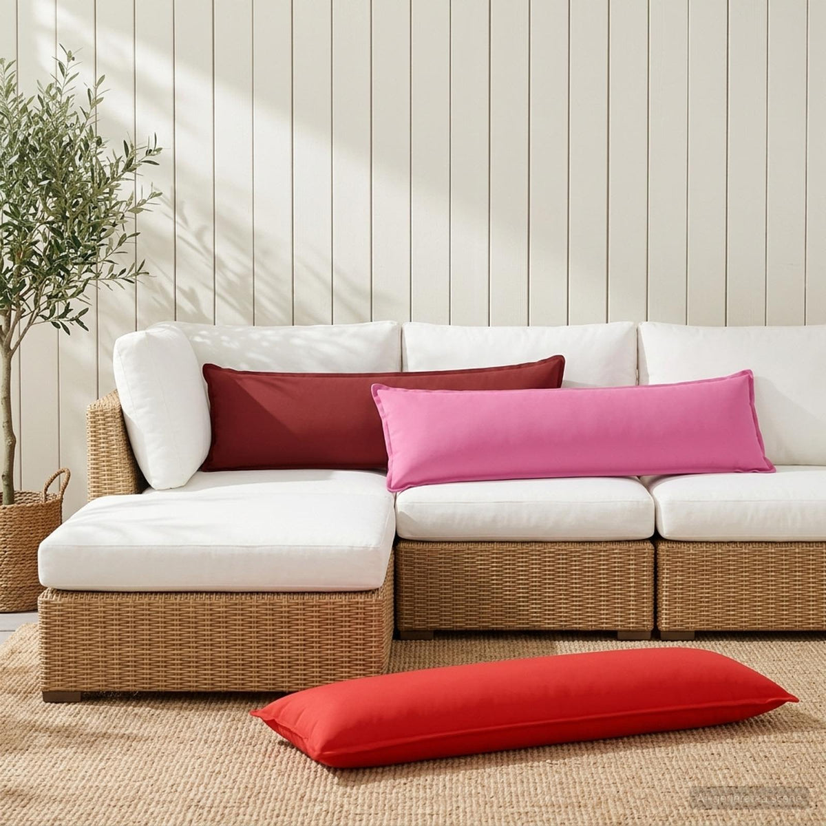 vidaXL Cushion with Pillow HOUTEN Wine Red 40 x 145 cm Polyester